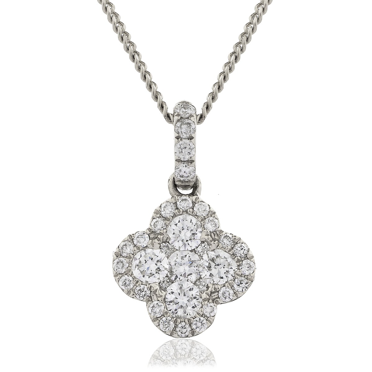 Clover Pave Diamond Necklace