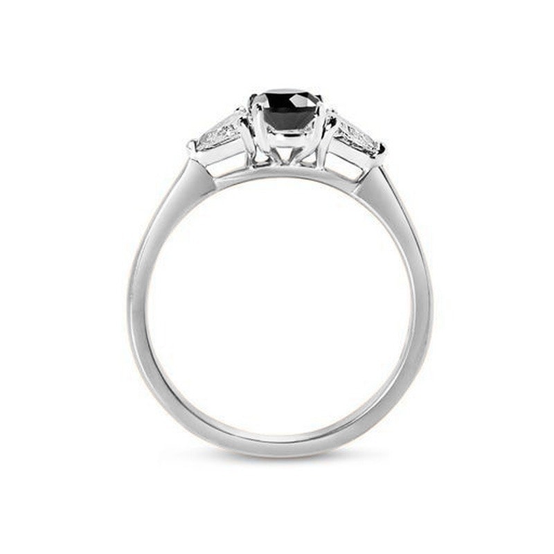 Black Diamond Oval Side Trilliant Platinum Engagement Ring view 5