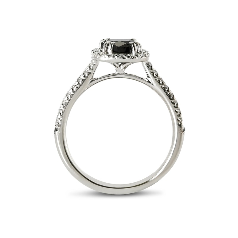 Black Diamond Cushion Cut Halo Engagement Ring view 5