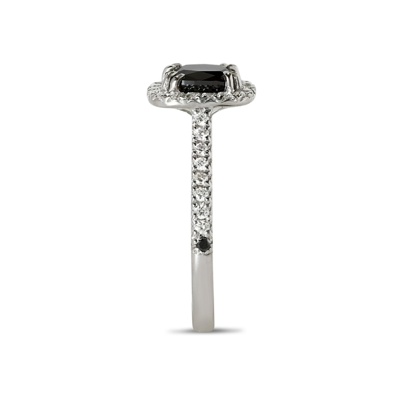 Black Diamond Cushion Cut Halo Engagement Ring view 4