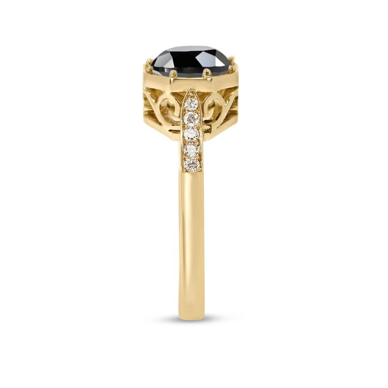 Black Diamond Vintage Engagement Ring view 3