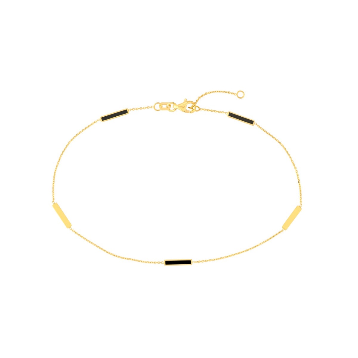 Black Enamel Alternating Gold Bar Anklet view 1