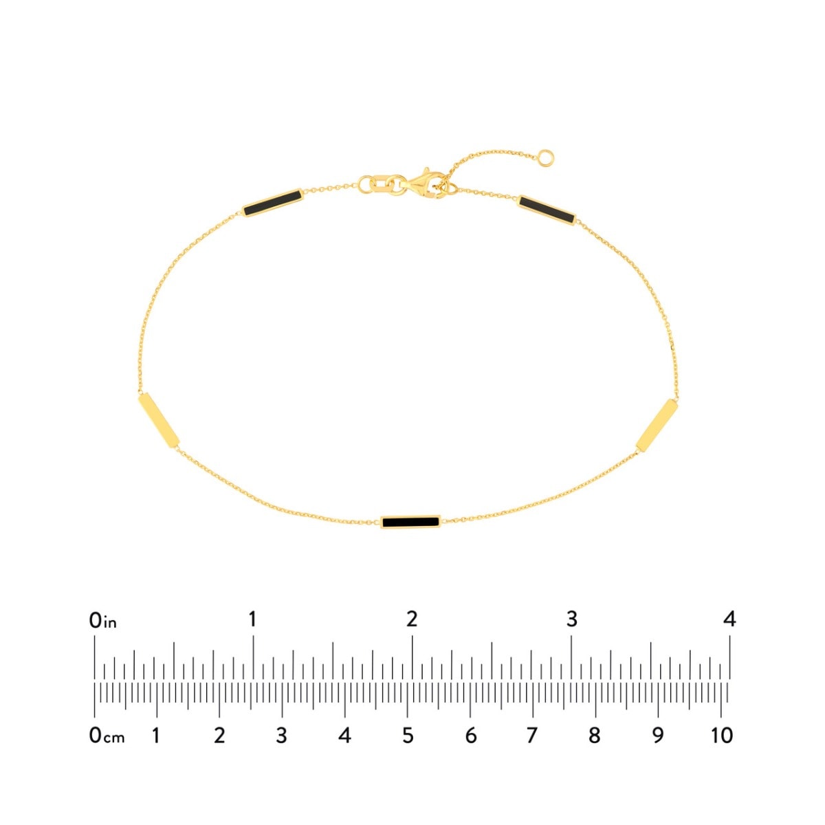 Black Enamel Alternating Gold Bar Anklet view 5