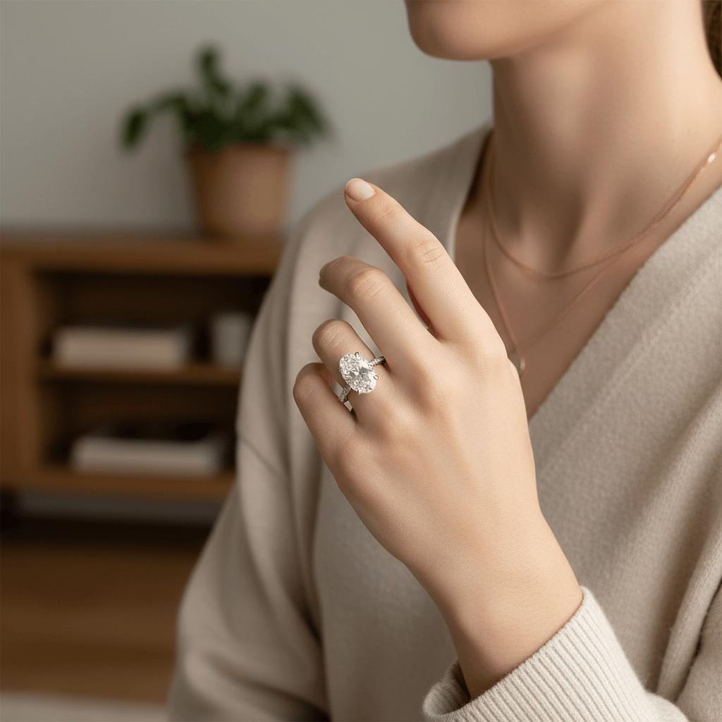Blake Lively Oval Shape Diamond Engagement Ring view 5