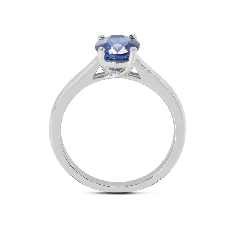 Blue Sapphire Oval Shape Solitaire Engagement Ring view 4