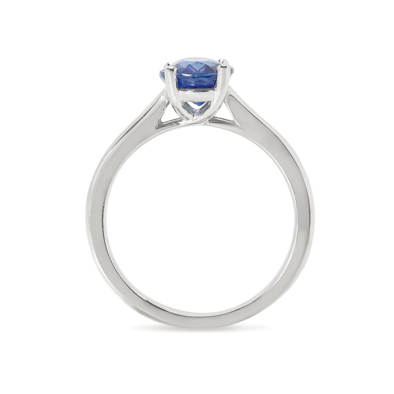 Blue Sapphire Oval Shape Solitaire Engagement Ring view 5