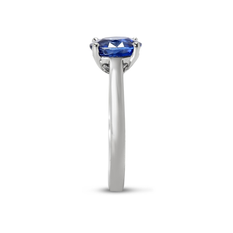 Blue Sapphire Oval Shape Solitaire Engagement Ring view 3