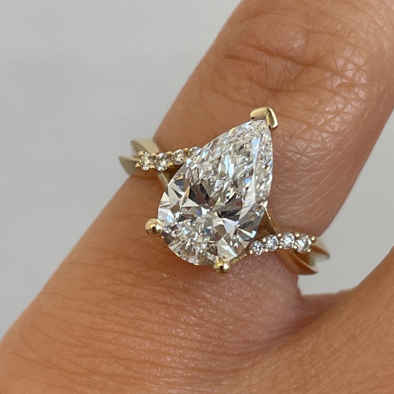 Braided Setting Pear Lab Grown Yellow Gold Diamond Engagement Ring view 8