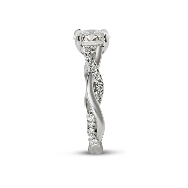 Braided Round Brilliant Diamond Engagement Ring view 4