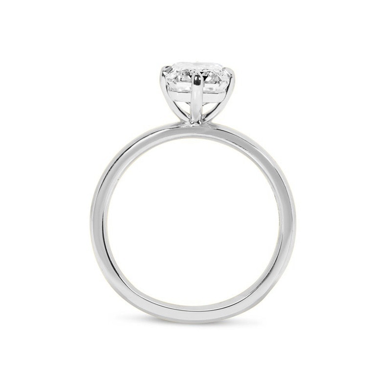 Compass Setting Emerald Shape Platinum Diamond Engagement Ring view 5