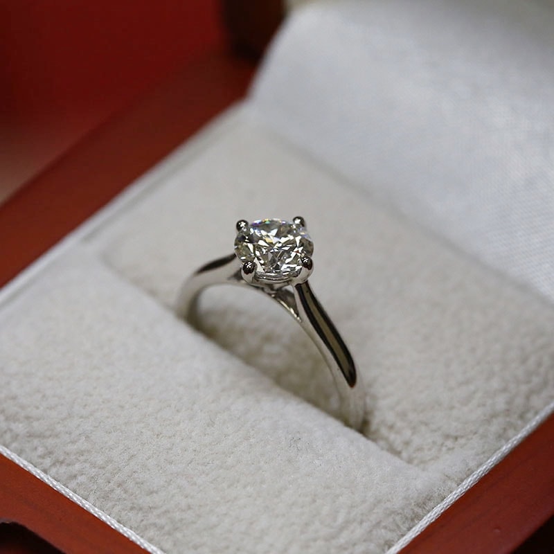 Compass Setting Solitaire Diamond Engagement Ring in a Box