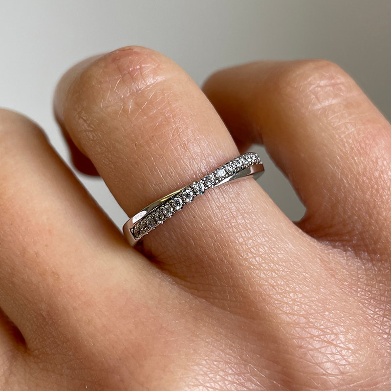 Cross Over Diamond Wedding Ring view 3