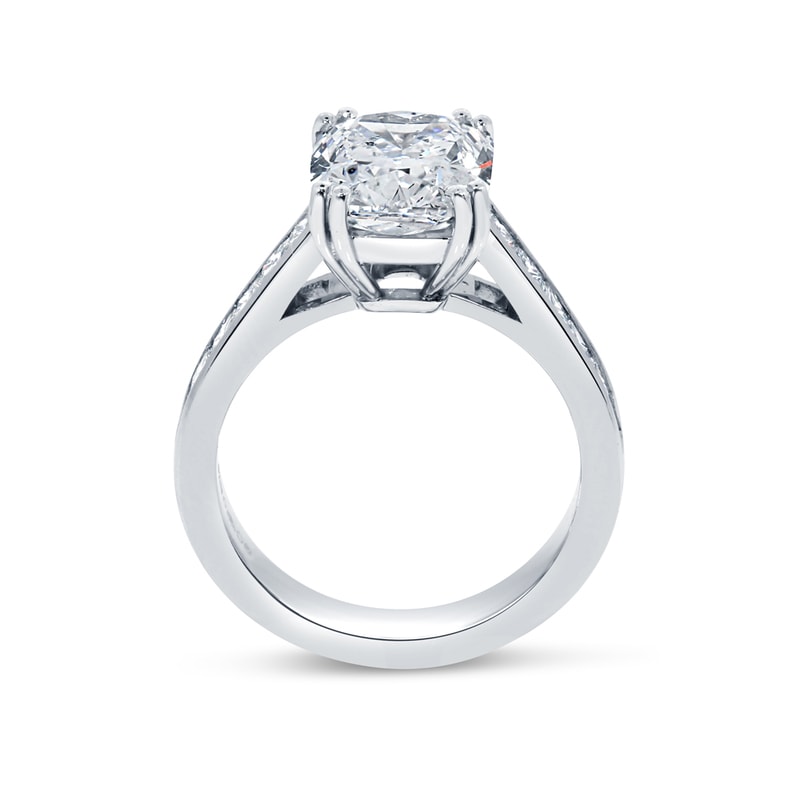 Large Cushion Cut Channel Set Princess Band Diamond Engagement Ring view 3