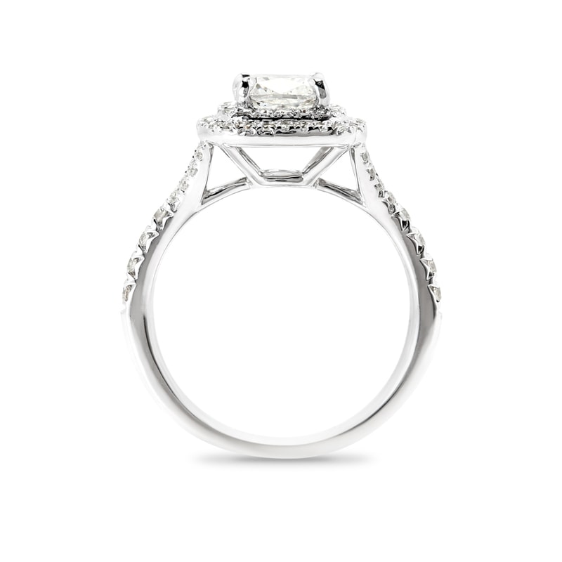 Cushion Shape Lab Grown Split Shank Diamond Double Halo Engagement Ring view 5