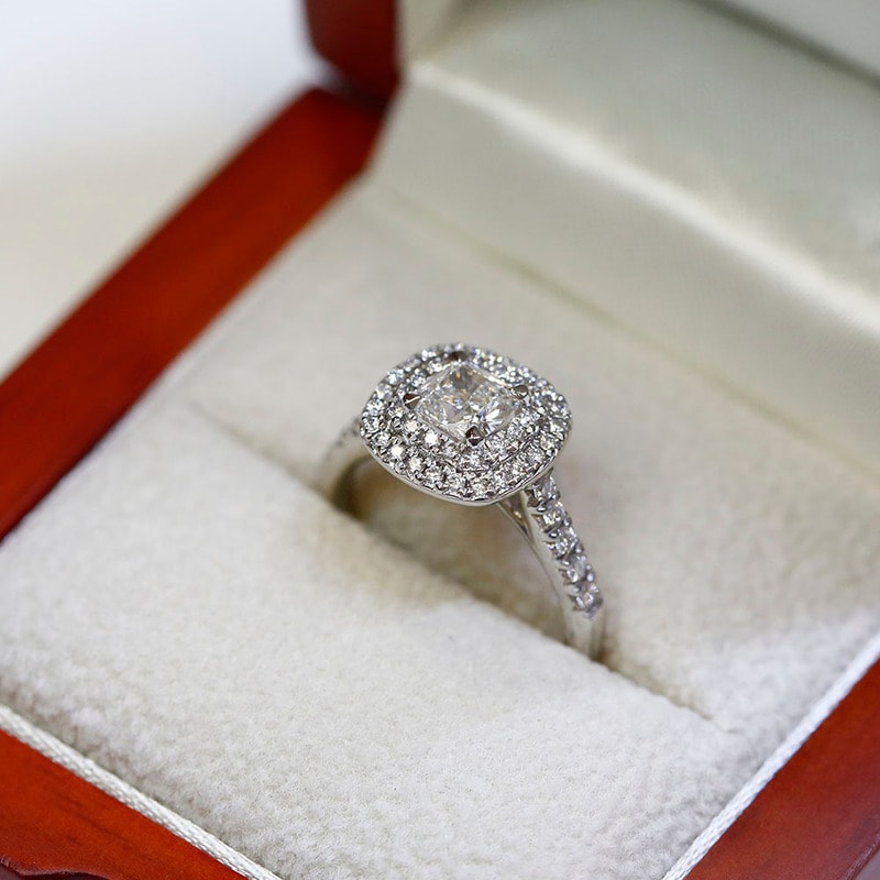 Cushion Shape Lab Grown Diamond Double Halo Engagement Ring view 6