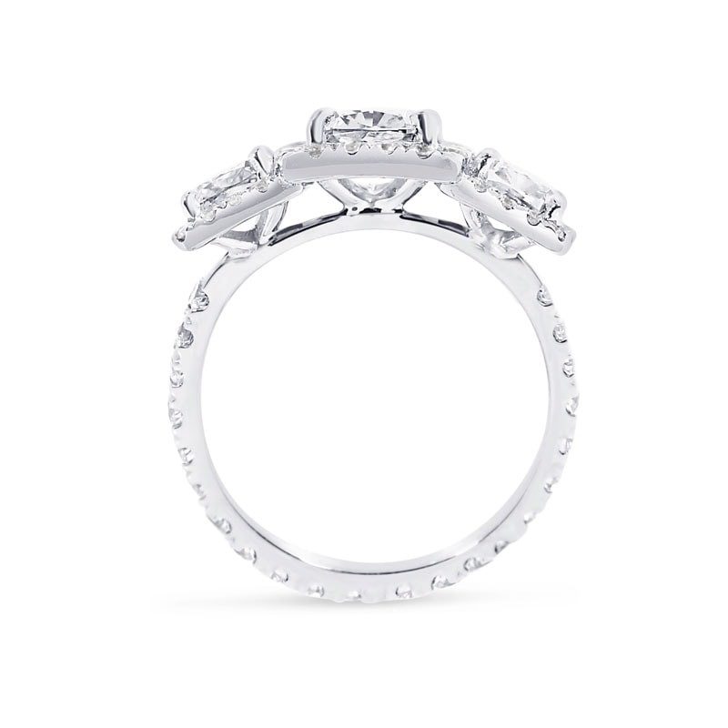 Cushion Cut Halo Trilogy Diamond Engagement Ring view 5