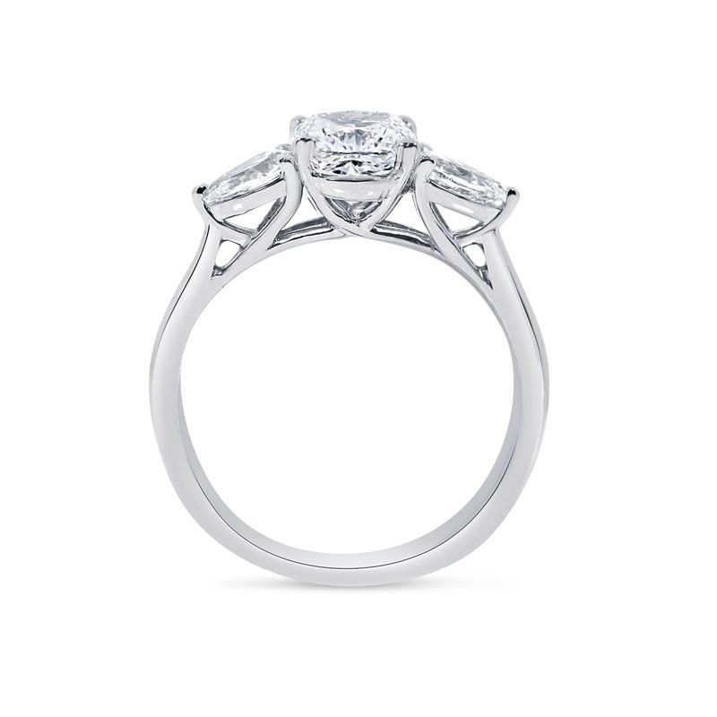 Cushion Cut Pear Side Trilogy Lab Grown Diamond Engagement Ring view 5
