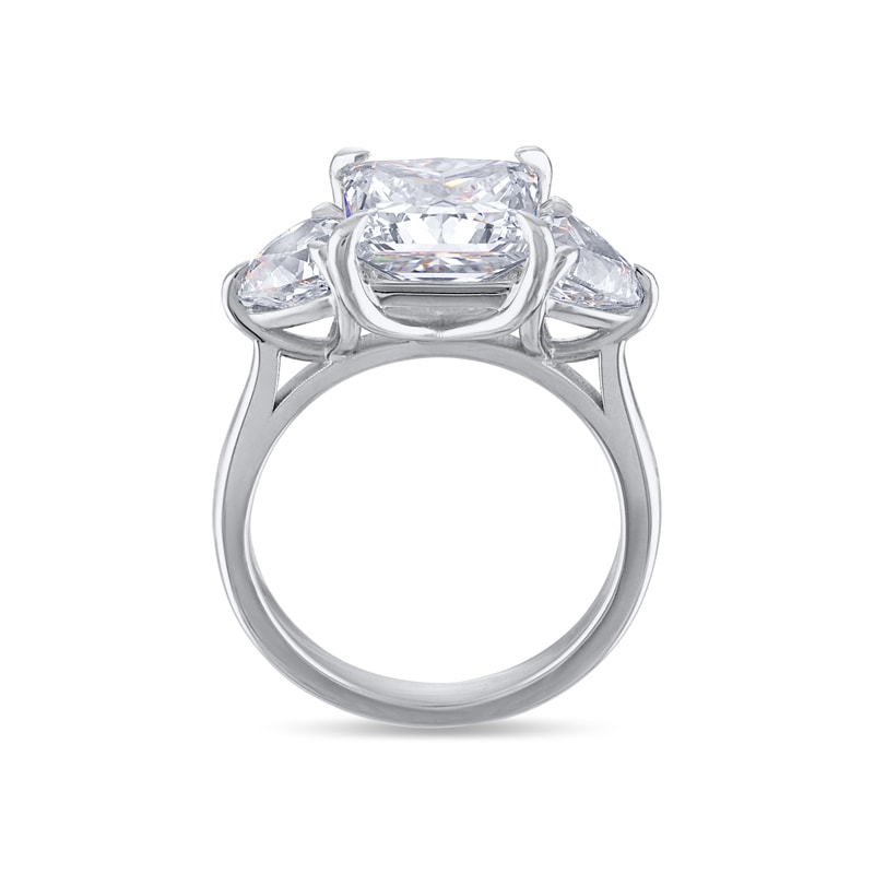 Large Princess Cut Trilliant Trilogy Engagement Ring view 4