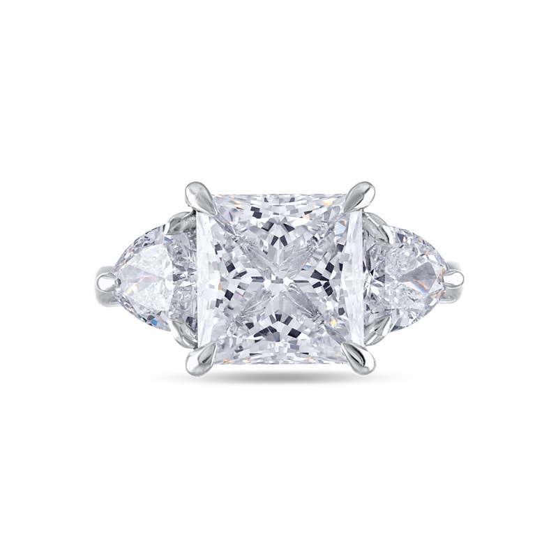 Large Princess Cut Trilliant Trilogy Engagement Ring view 1