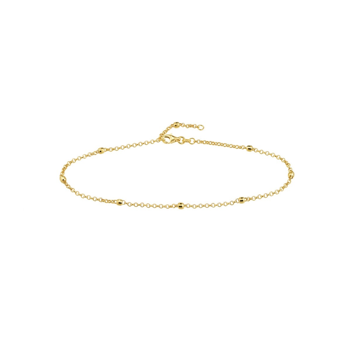 Gold Bead Station Rolo Chain Anklet view 1