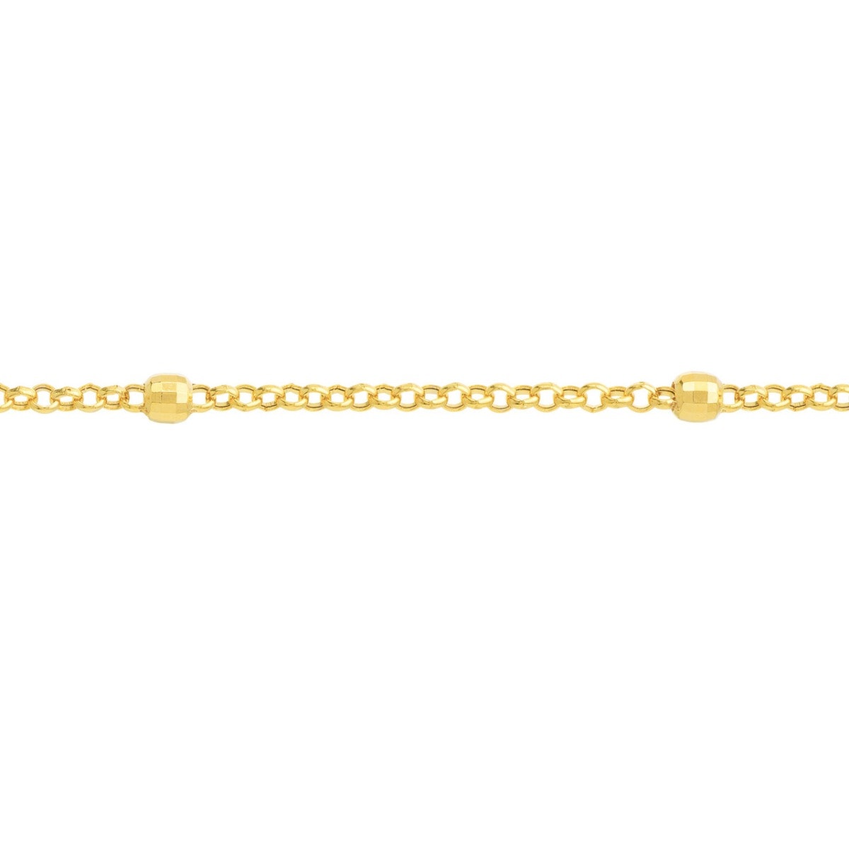 Gold Bead Station Rolo Chain Anklet view 4