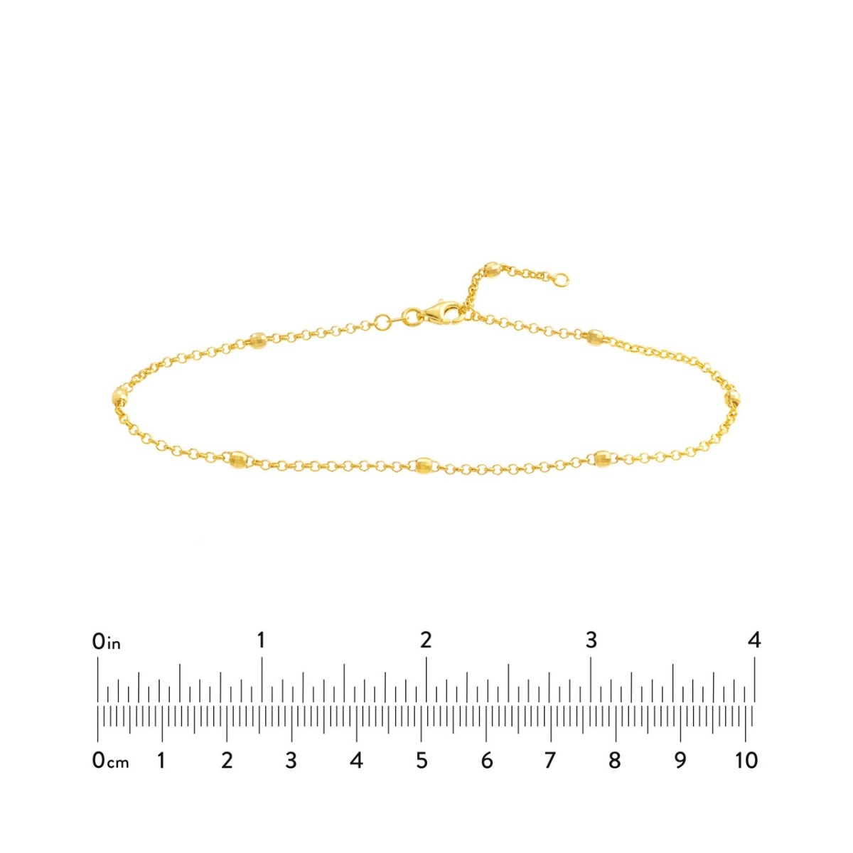 Gold Bead Station Rolo Chain Anklet view 5
