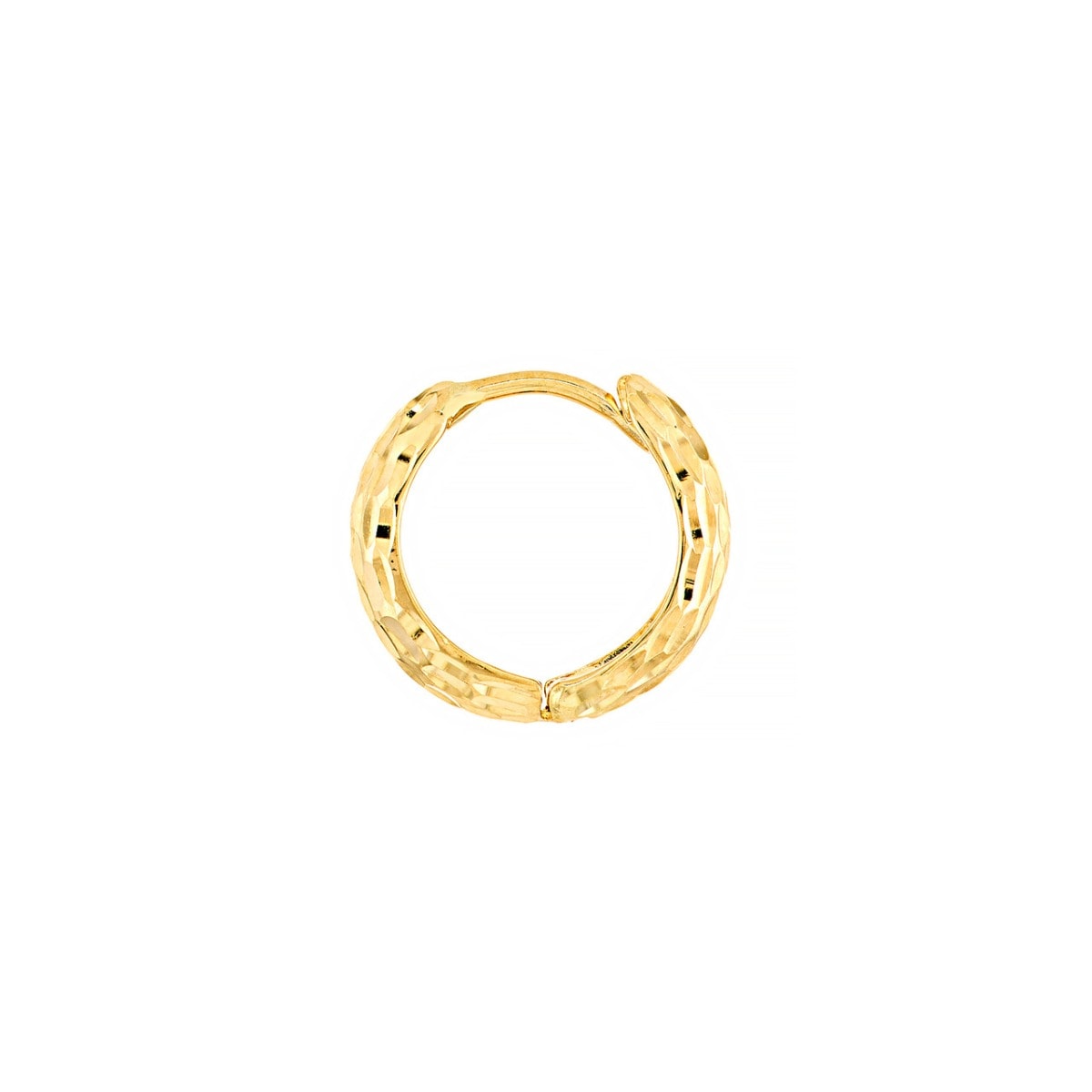 Slim Hammered Gold Huggies view 2