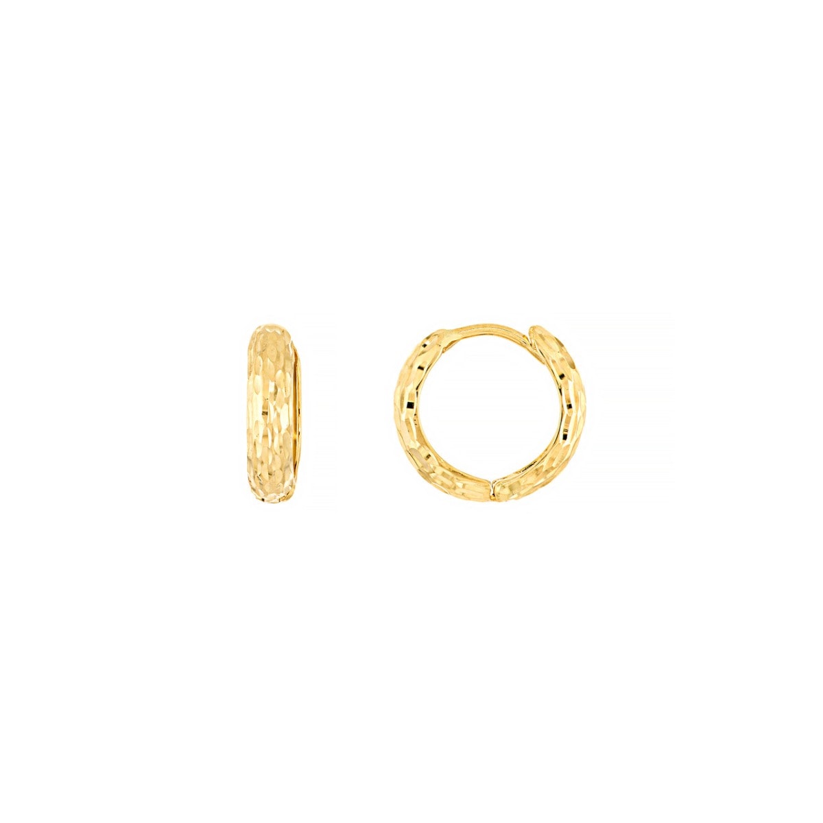 Slim Hammered Gold Huggies view 1