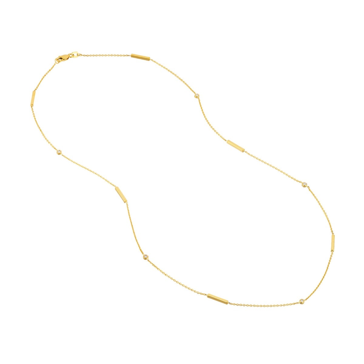 Diamond and Bar Gold Necklace view 4