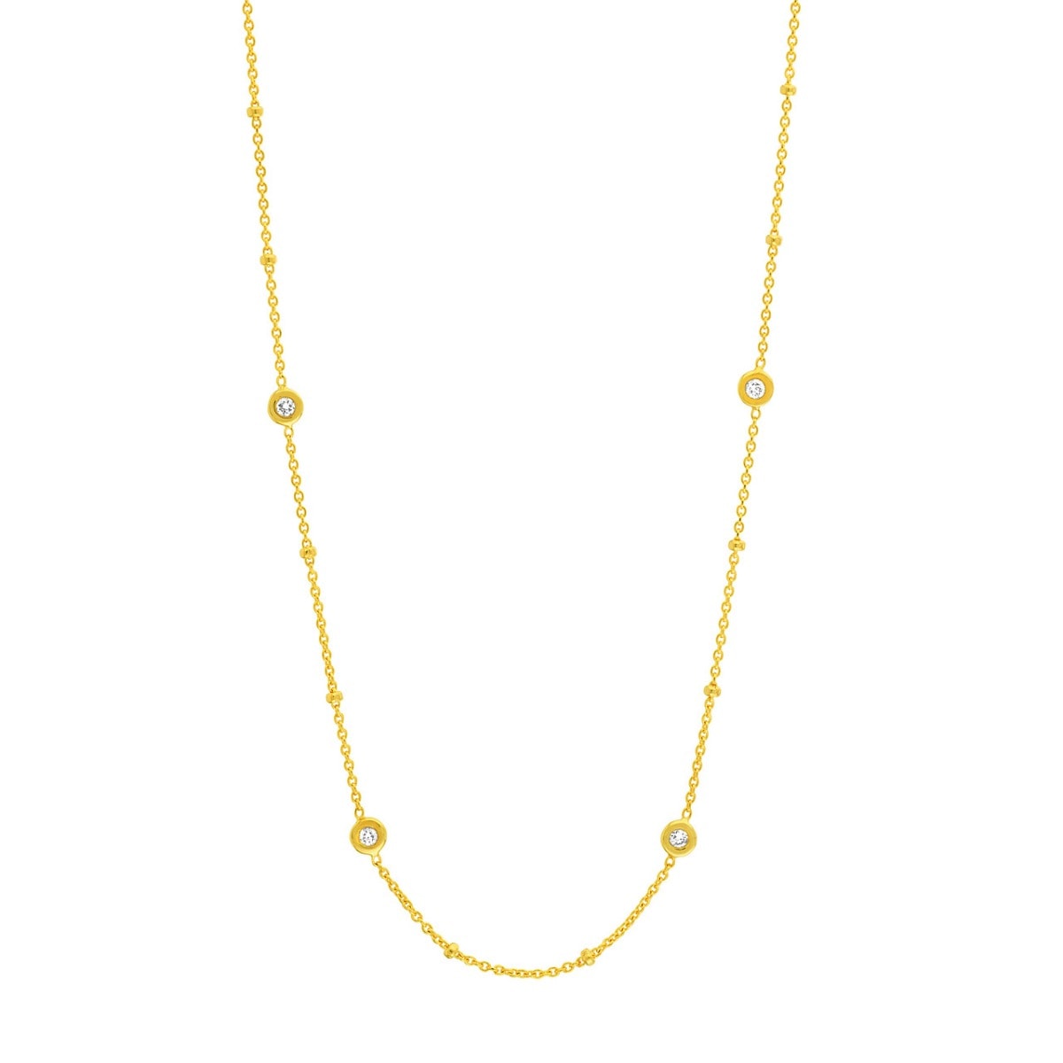 Diamond Bezels and Beads Necklace view 1