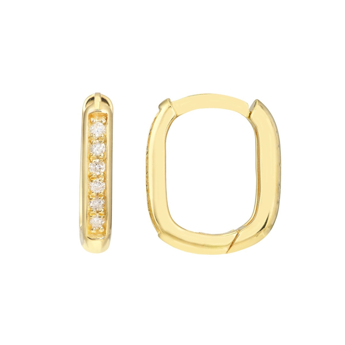Diamond Channel 8mm Hoop Earrings view 1