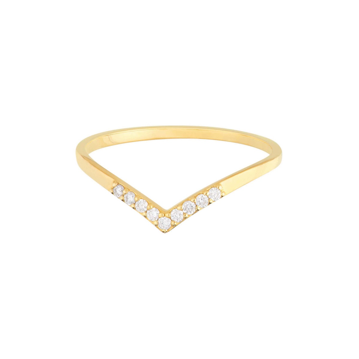 Gold Diamond Chevron Ring view 1