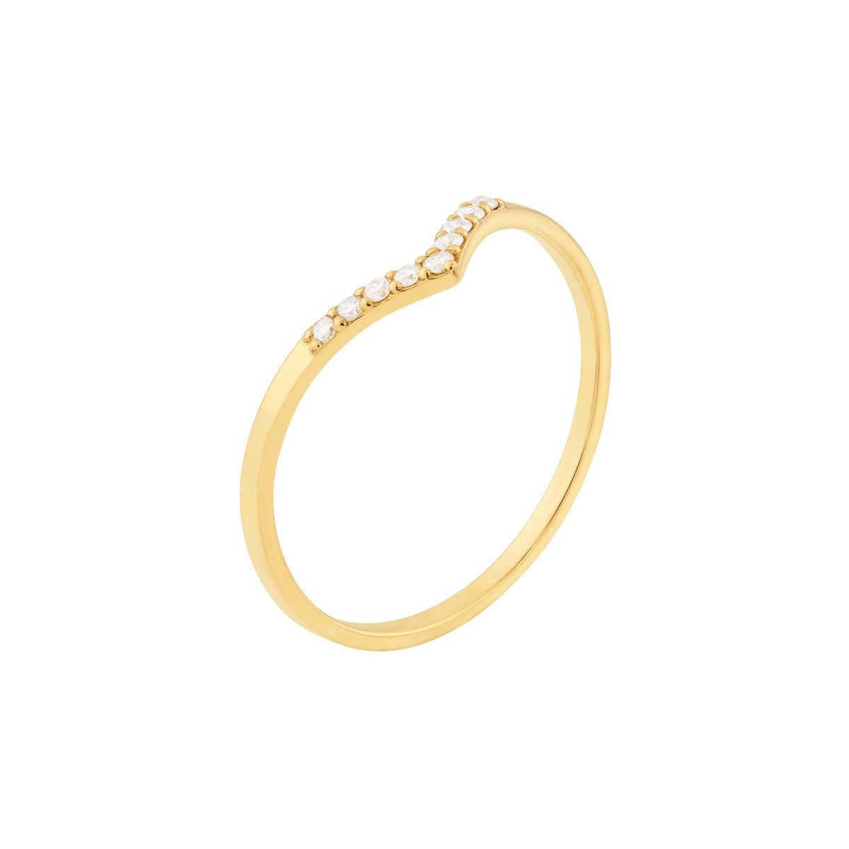Gold Diamond Chevron Ring view 3