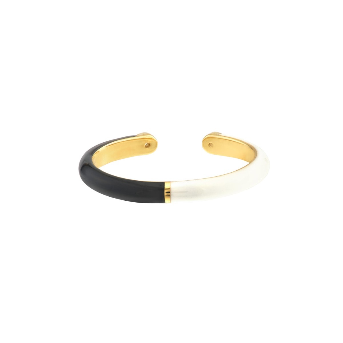 Diamond Cuff Ring with 1/2 White 1/2 Black Enamel view 4