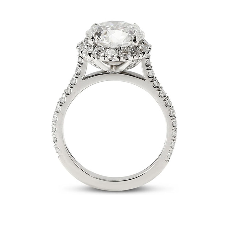 Large Round Diamond Halo Bespoke Engagement Ring view 3