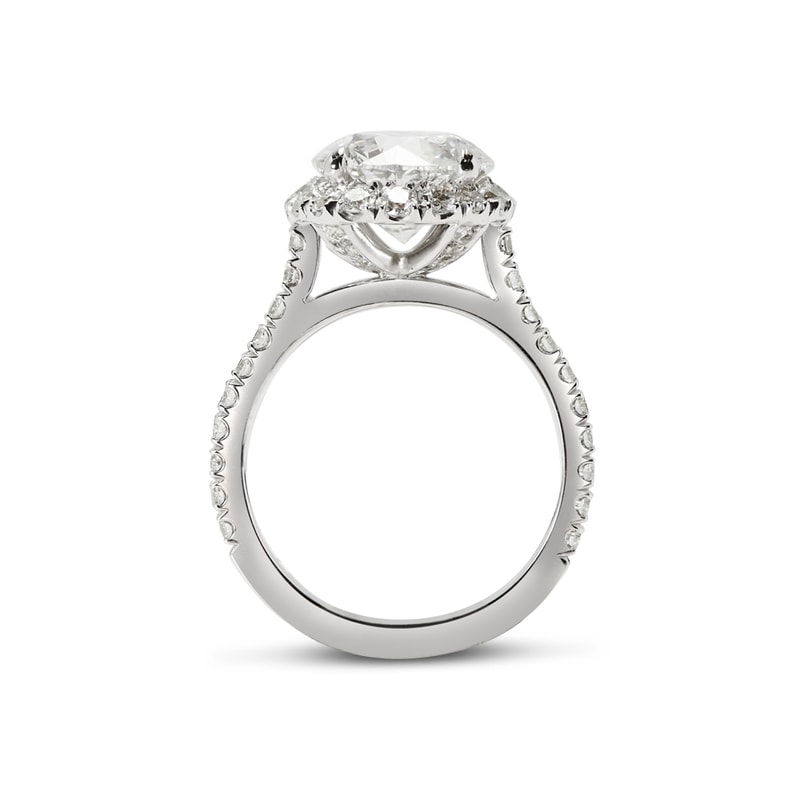 Large Round Diamond Halo Bespoke Engagement Ring view 5