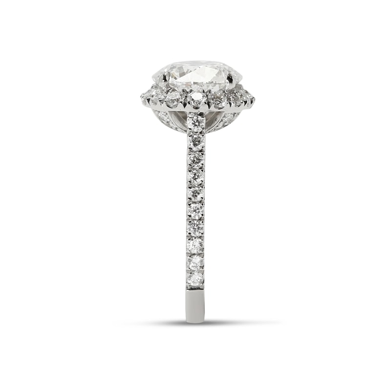 Large Round Diamond Halo Bespoke Engagement Ring view 4