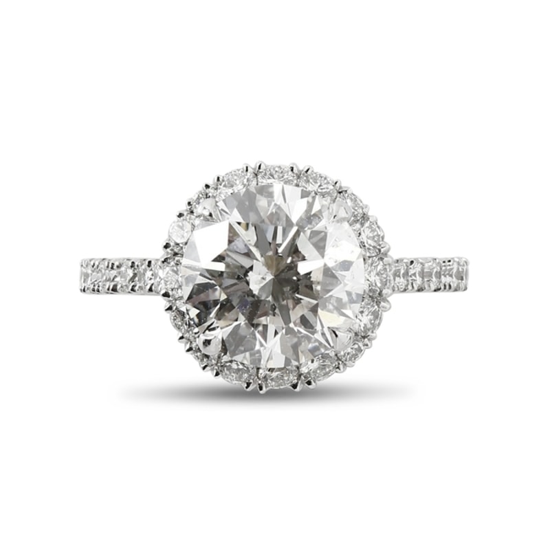 Large Round Lab Grown Diamond Halo Bespoke Engagement Ring view 1