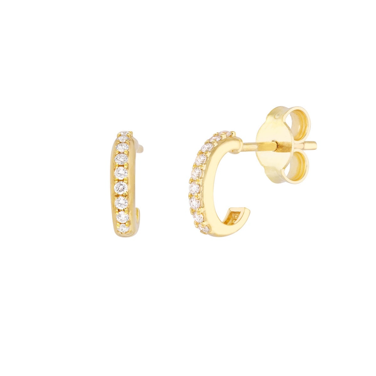 Diamond J-Shaped Mini Huggie Earrings view 1