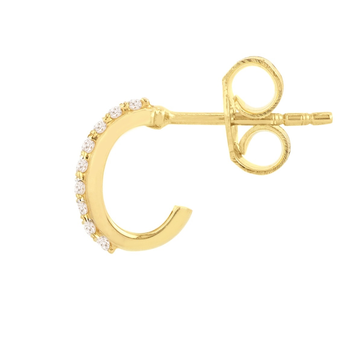 Diamond J-Shaped Mini Huggie Earrings view 5