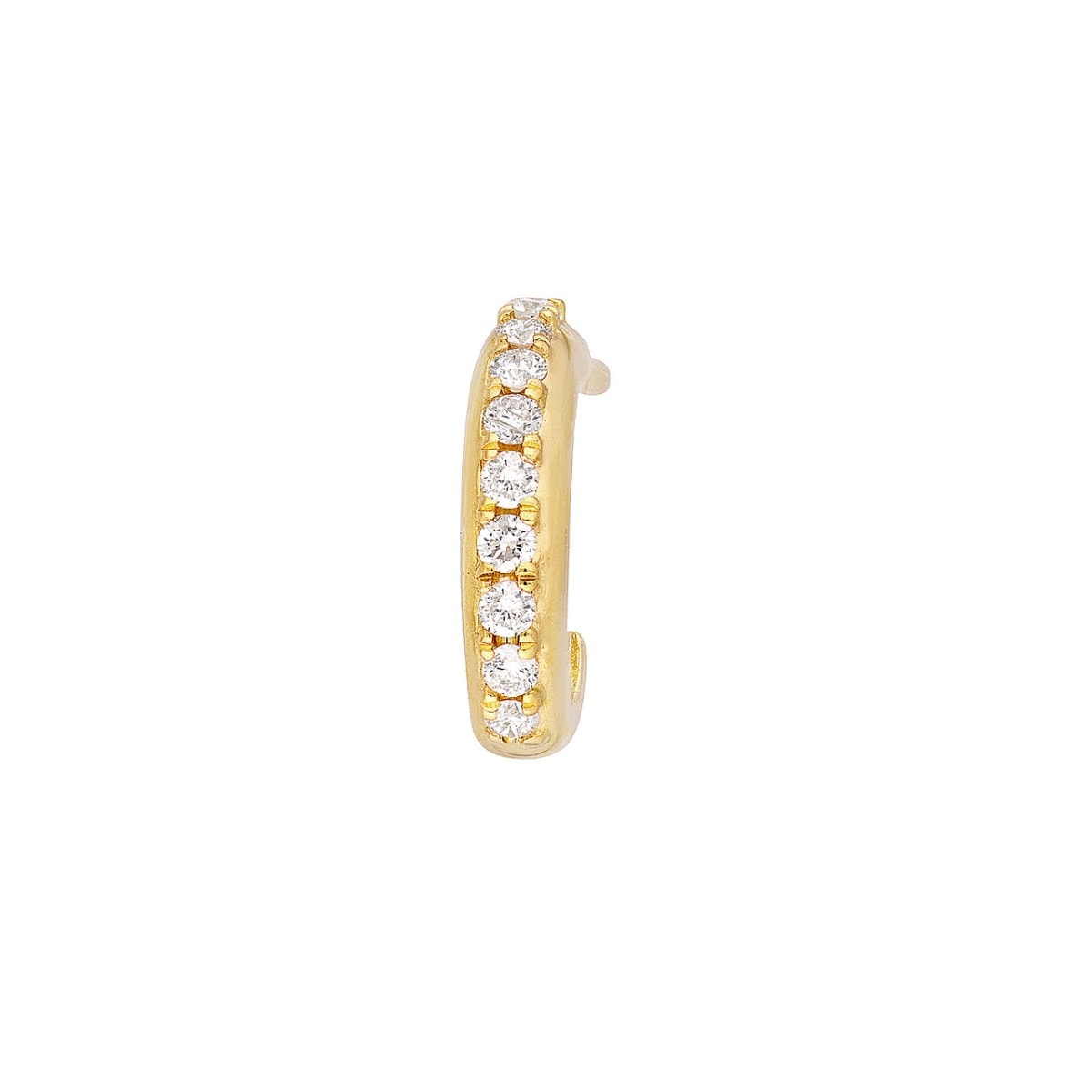 Diamond J-Shaped Mini Huggie Earrings view 3