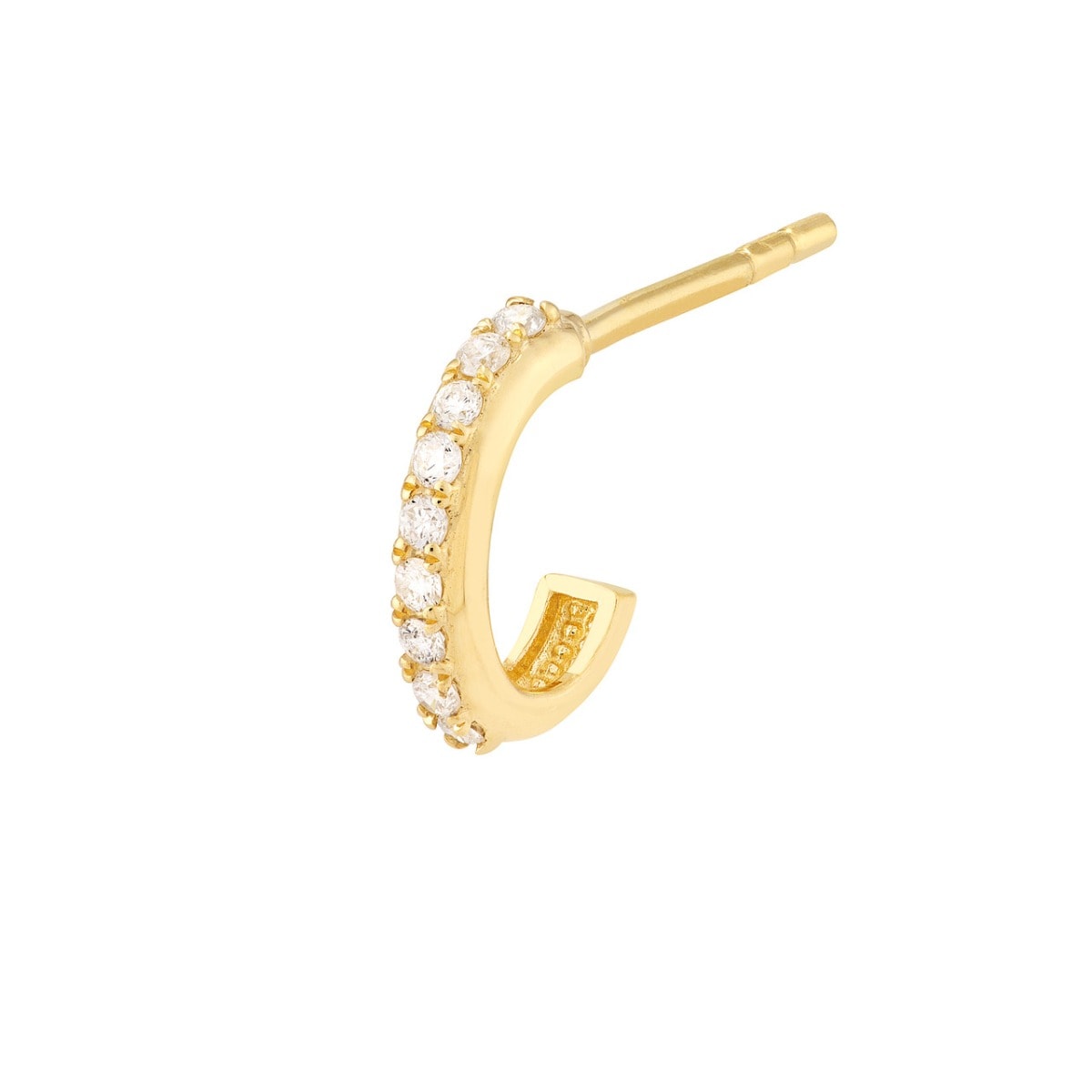 Diamond J-Shaped Mini Huggie Earrings view 4