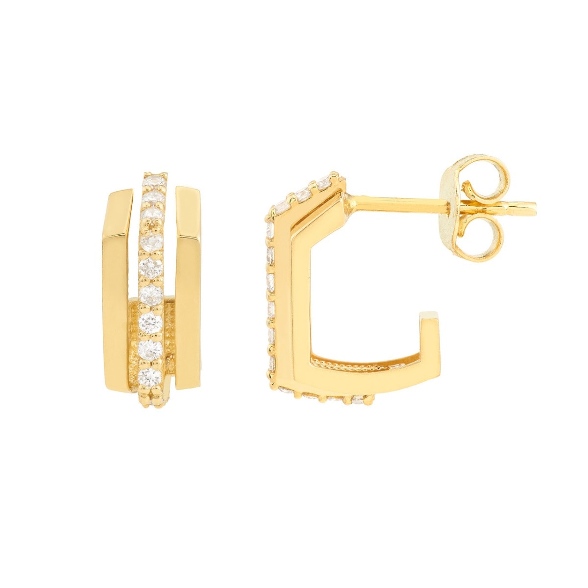 Diamond J Hoop Earrings view 1