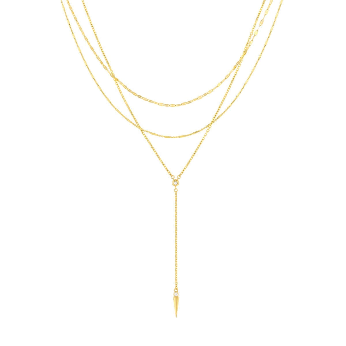 Diamond Multi Layered Lariat Spike Necklace view 1