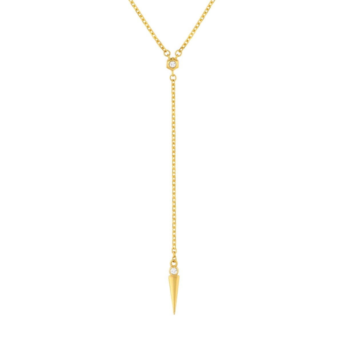Diamond Multi Layered Lariat Spike Necklace view 3
