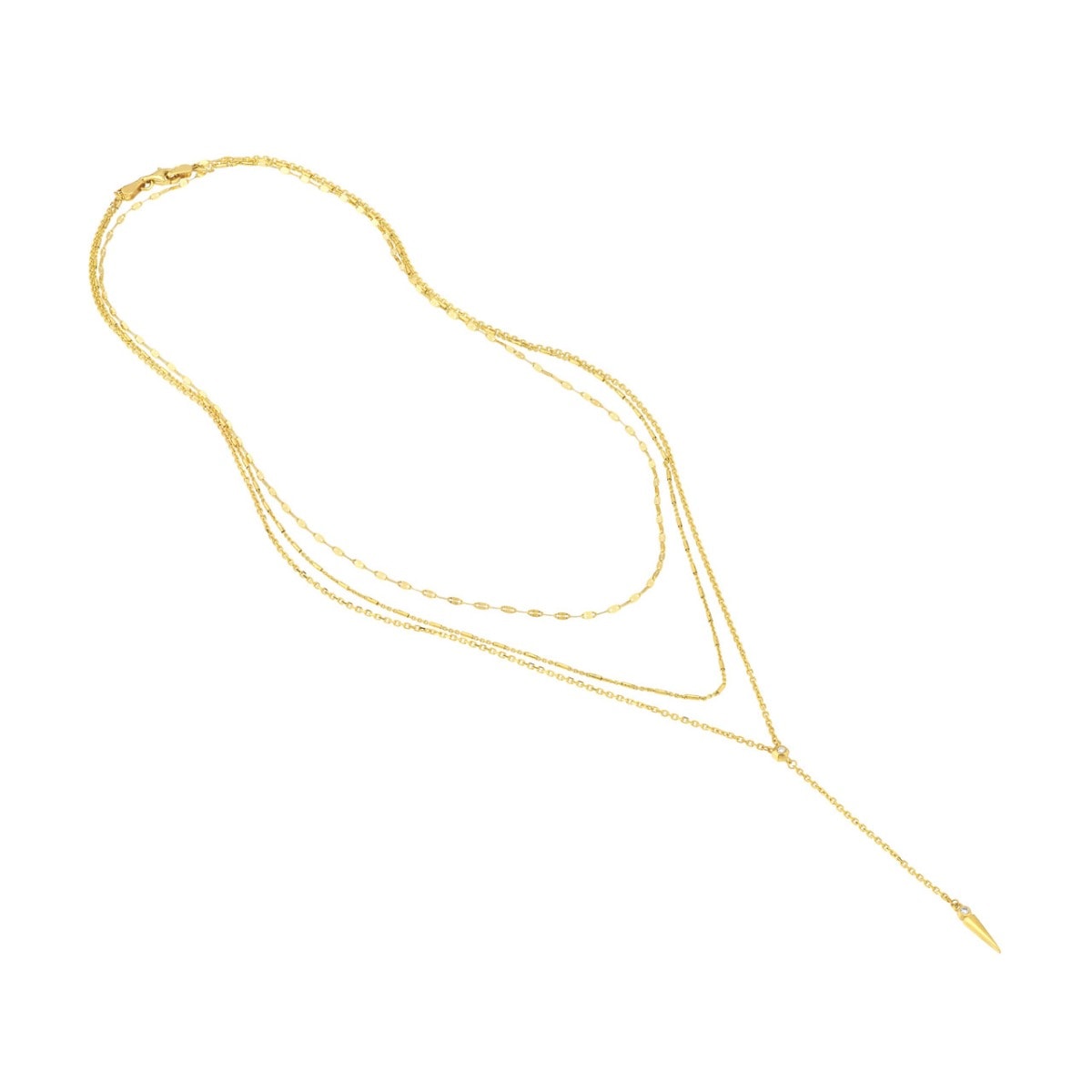 Diamond Multi Layered Lariat Spike Necklace view 4