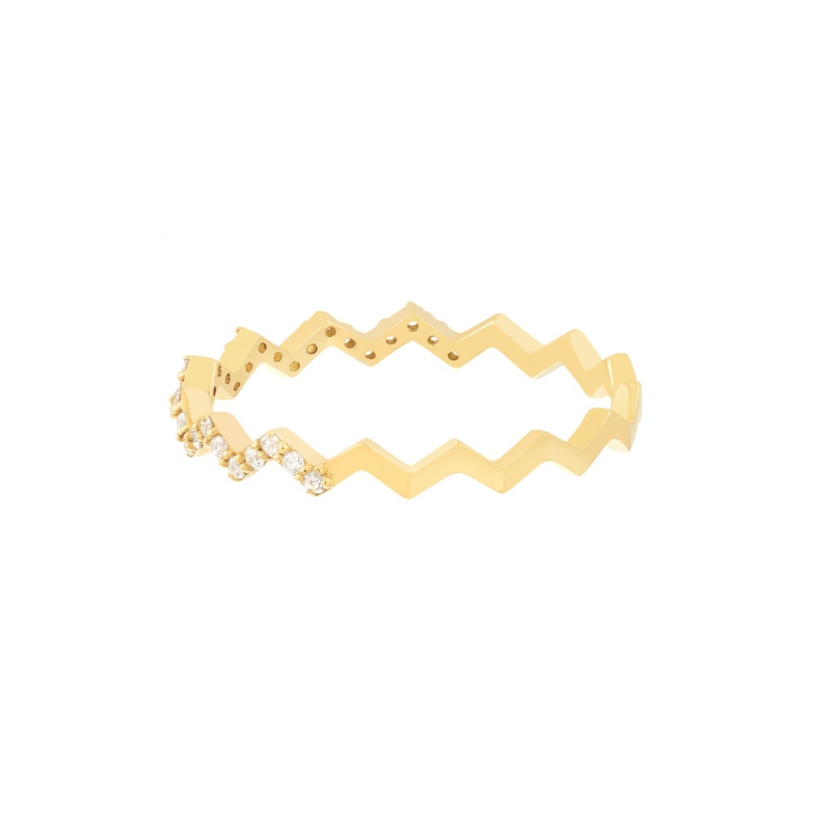 Zigzag Diamond Gold Ring view 5