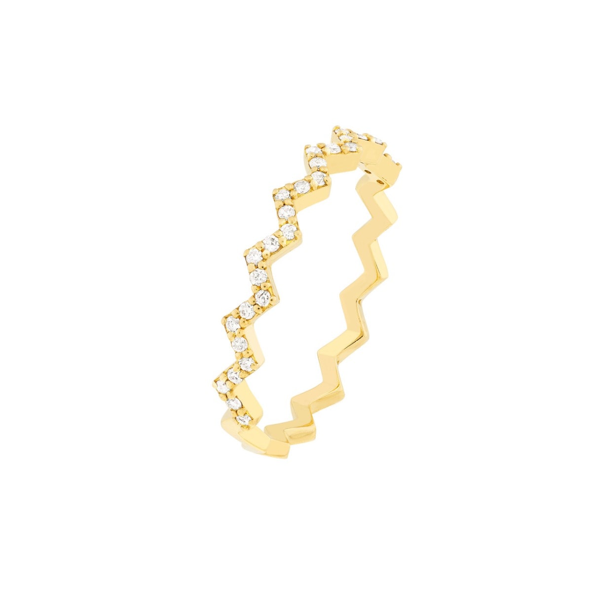 Zigzag Diamond Gold Ring view 3