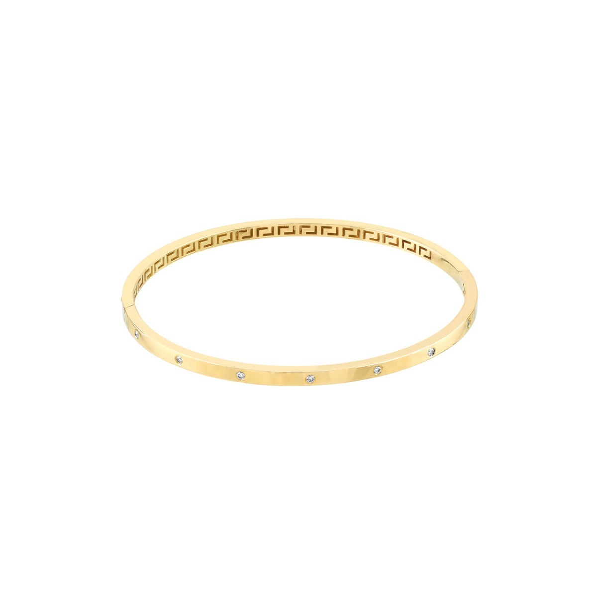Diamond Square Gold Tube Bangle view 1