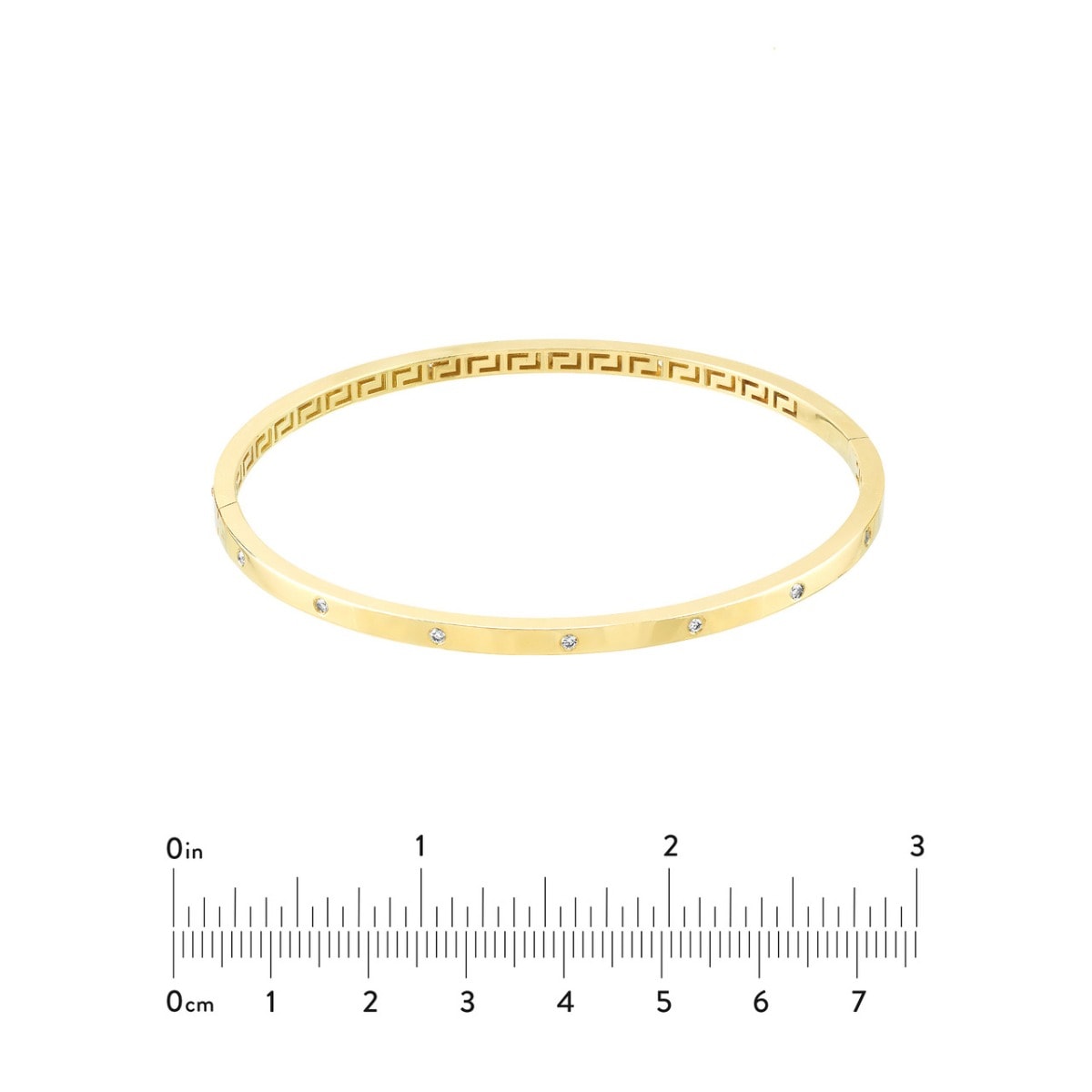 Diamond Square Gold Tube Bangle view 5